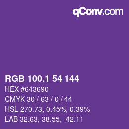 カラーコード: RGB 100.1 54 144 | qconv.com
