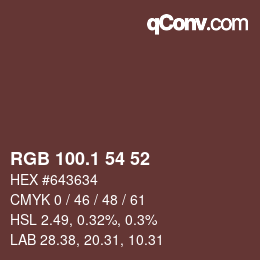 Color code: RGB 100.1 54 52 | qconv.com