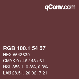 Color code: RGB 100.1 54 57 | qconv.com