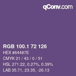 カラーコード: RGB 100.1 72 126 | qconv.com