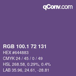 カラーコード: RGB 100.1 72 131 | qconv.com