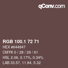Color code: RGB 100.1 72 71 | qconv.com