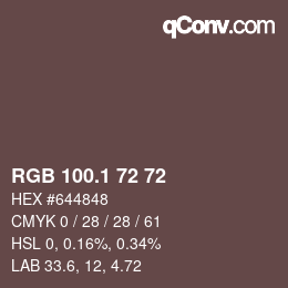 カラーコード: RGB 100.1 72 72 | qconv.com