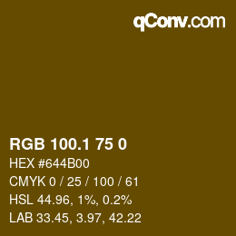 カラーコード: RGB 100.1 75 0 | qconv.com
