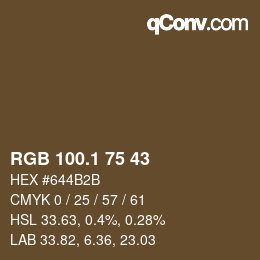 Color code: RGB 100.1 75 43 | qconv.com