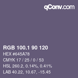 カラーコード: RGB 100.1 90 120 | qconv.com