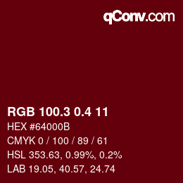 カラーコード: RGB 100.3 0.4 11 | qconv.com