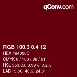 カラーコード: RGB 100.3 0.4 12 | qconv.com