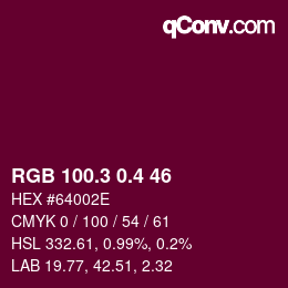 カラーコード: RGB 100.3 0.4 46 | qconv.com