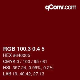 カラーコード: RGB 100.3 0.4 5 | qconv.com