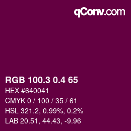 カラーコード: RGB 100.3 0.4 65 | qconv.com