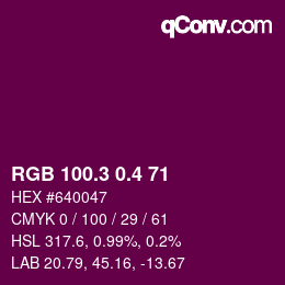 カラーコード: RGB 100.3 0.4 71 | qconv.com