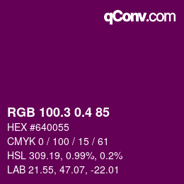 カラーコード: RGB 100.3 0.4 85 | qconv.com