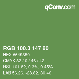 カラーコード: RGB 100.3 147 80 | qconv.com