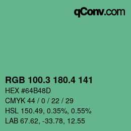カラーコード: RGB 100.3 180.4 141 | qconv.com