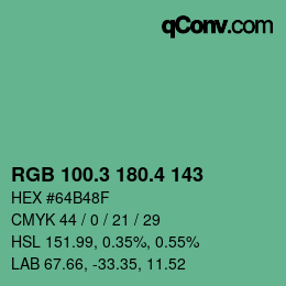 カラーコード: RGB 100.3 180.4 143 | qconv.com