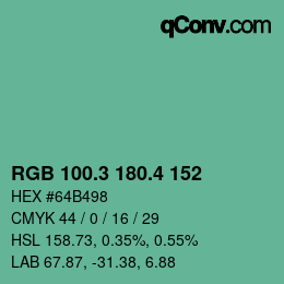 カラーコード: RGB 100.3 180.4 152 | qconv.com