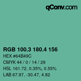 カラーコード: RGB 100.3 180.4 156 | qconv.com