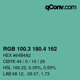 カラーコード: RGB 100.3 180.4 162 | qconv.com