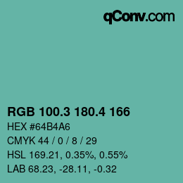 カラーコード: RGB 100.3 180.4 166 | qconv.com