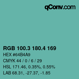 カラーコード: RGB 100.3 180.4 169 | qconv.com