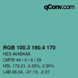 カラーコード: RGB 100.3 180.4 170 | qconv.com