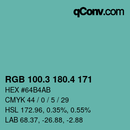 カラーコード: RGB 100.3 180.4 171 | qconv.com