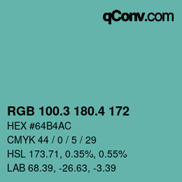 カラーコード: RGB 100.3 180.4 172 | qconv.com