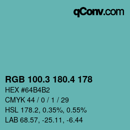 カラーコード: RGB 100.3 180.4 178 | qconv.com