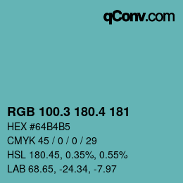 カラーコード: RGB 100.3 180.4 181 | qconv.com