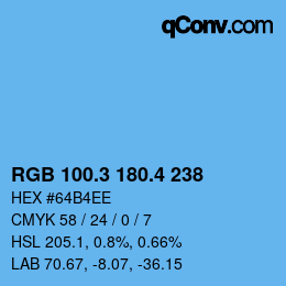カラーコード: RGB 100.3 180.4 238 | qconv.com