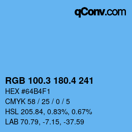 カラーコード: RGB 100.3 180.4 241 | qconv.com