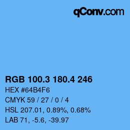 カラーコード: RGB 100.3 180.4 246 | qconv.com