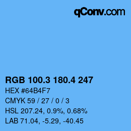 カラーコード: RGB 100.3 180.4 247 | qconv.com