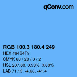 カラーコード: RGB 100.3 180.4 249 | qconv.com