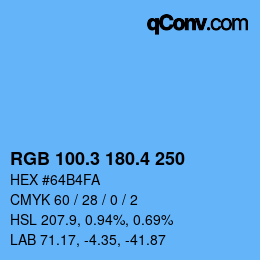 カラーコード: RGB 100.3 180.4 250 | qconv.com