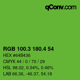 カラーコード: RGB 100.3 180.4 54 | qconv.com
