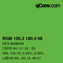 カラーコード: RGB 100.3 180.4 68 | qconv.com