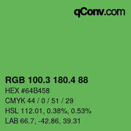カラーコード: RGB 100.3 180.4 88 | qconv.com