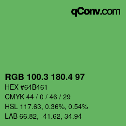 カラーコード: RGB 100.3 180.4 97 | qconv.com