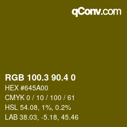 カラーコード: RGB 100.3 90.4 0 | qconv.com