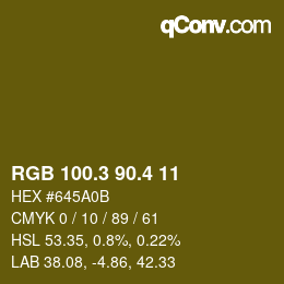 カラーコード: RGB 100.3 90.4 11 | qconv.com