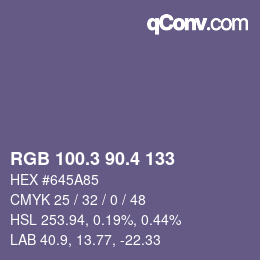 カラーコード: RGB 100.3 90.4 133 | qconv.com