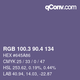 カラーコード: RGB 100.3 90.4 134 | qconv.com
