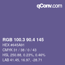 カラーコード: RGB 100.3 90.4 145 | qconv.com