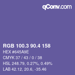 カラーコード: RGB 100.3 90.4 158 | qconv.com