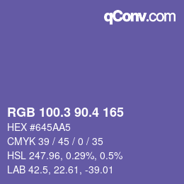 カラーコード: RGB 100.3 90.4 165 | qconv.com
