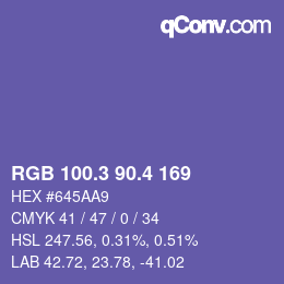 カラーコード: RGB 100.3 90.4 169 | qconv.com
