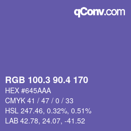 カラーコード: RGB 100.3 90.4 170 | qconv.com