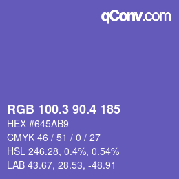 カラーコード: RGB 100.3 90.4 185 | qconv.com